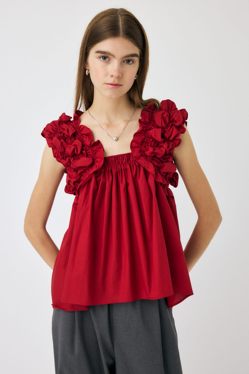SHOULDER FRILLS トップス BLK 新品 MOUSSY | SHOULDER FRILLS トップス (その他トップス ) |SHEL