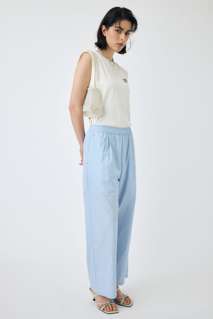 DRAWSTRING トラウザーズ 柄BLU 1