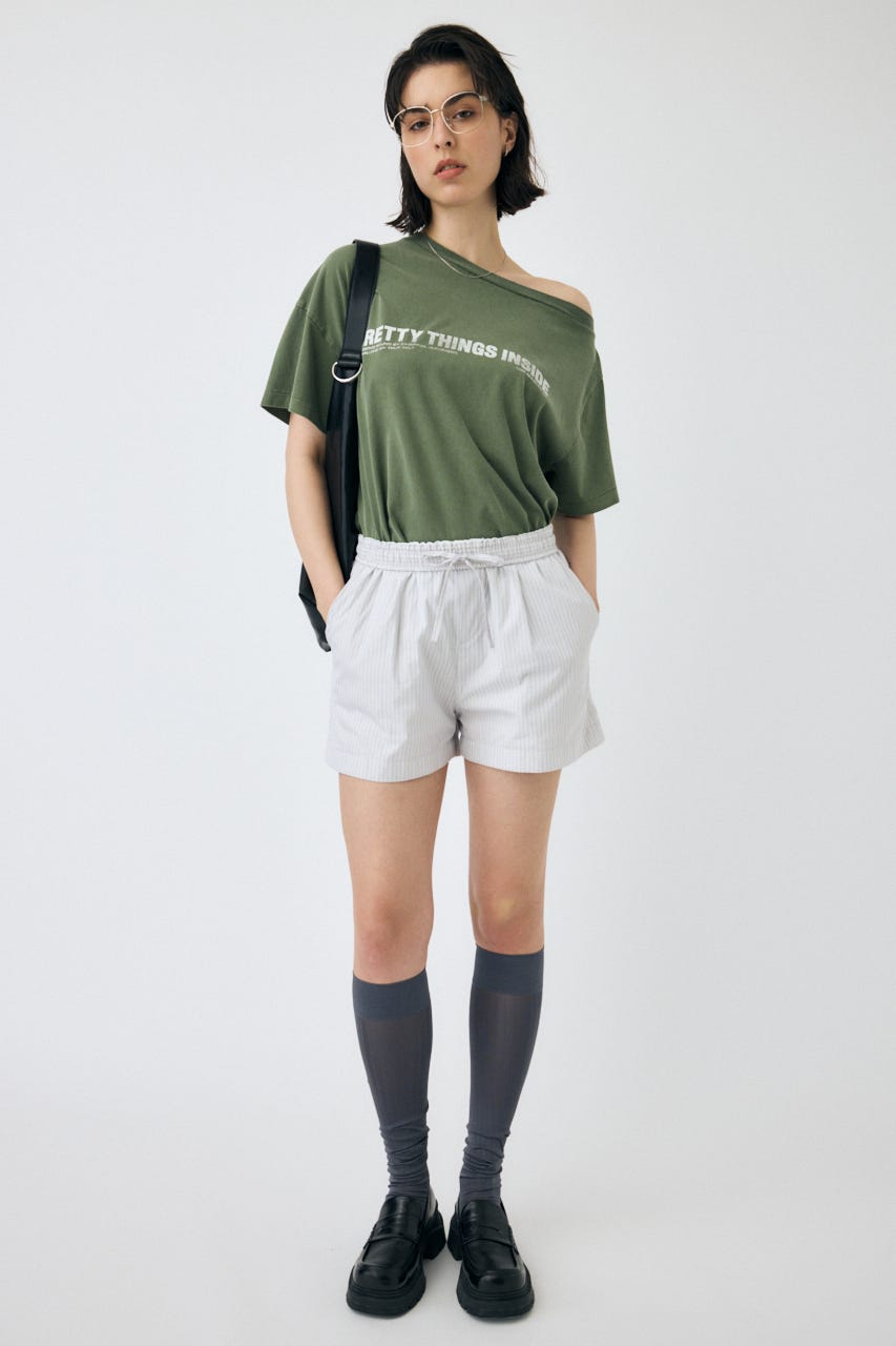 DRAWSTRING TRACK ショーツ 柄WHT FREE