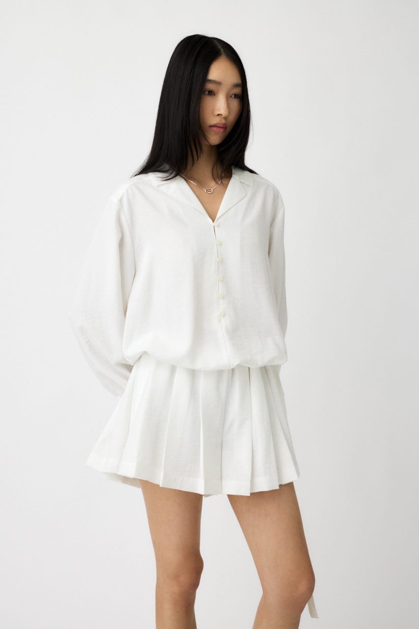 RAGA MALAK ホワイト Haifa ミニワンピース MOUSSY | PLEATED SHIRT MINI ドレス (ワンピース(ミニ