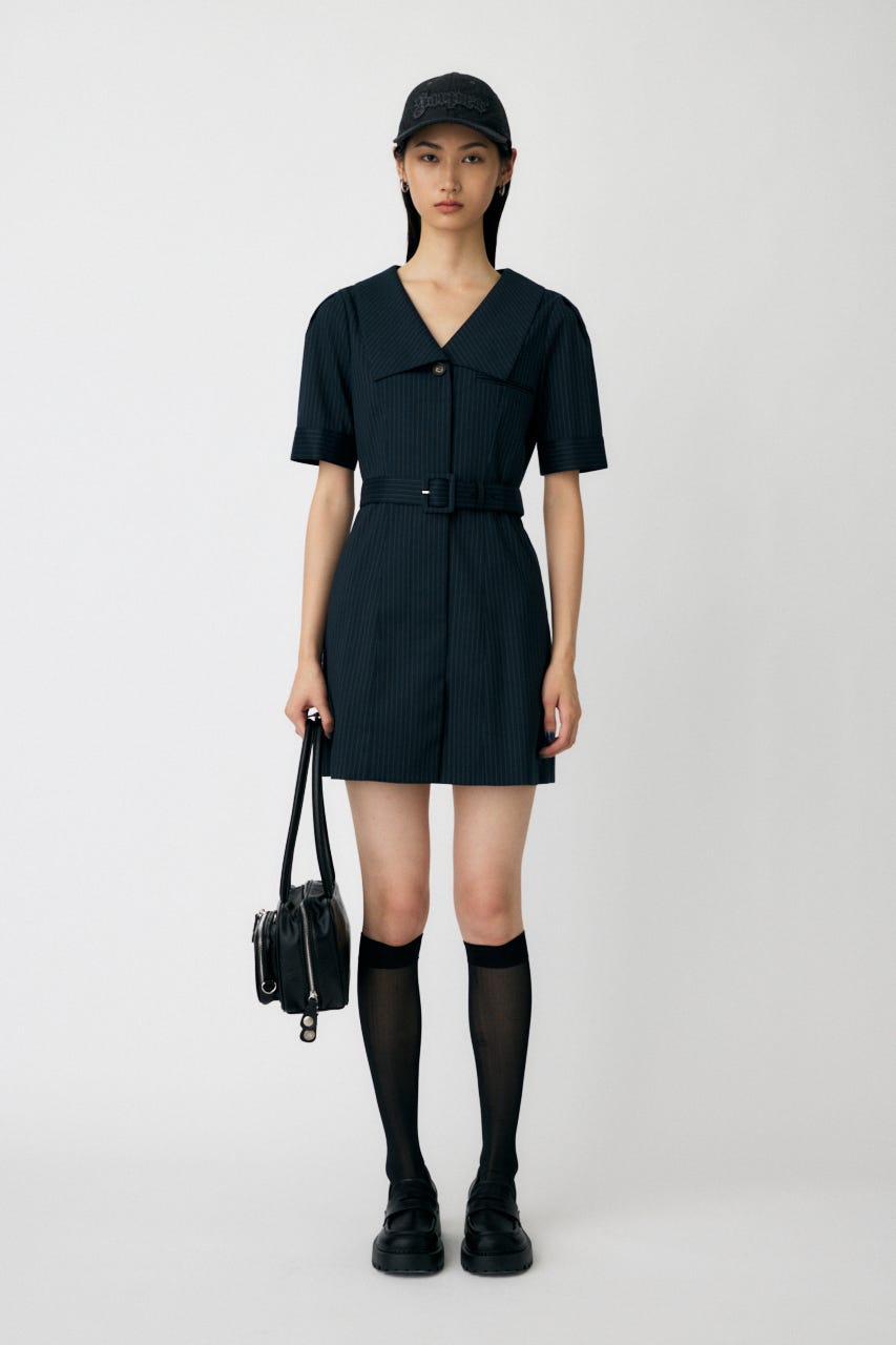 MOUSSY | BIG COLLAR MINI ドレス (ワンピース(ミニ・ミディアム
