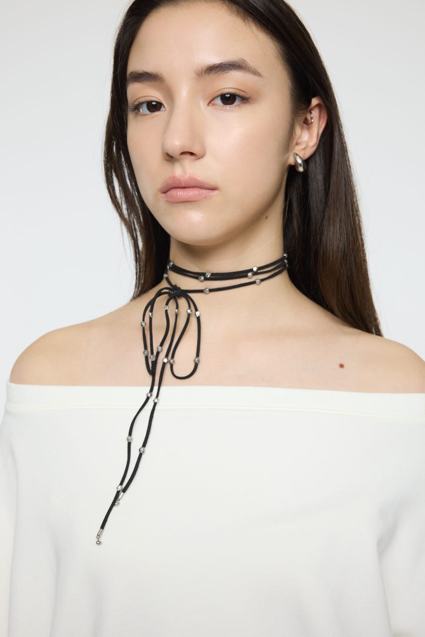 BEADED F/SUEDE チョーカー BLK FREE