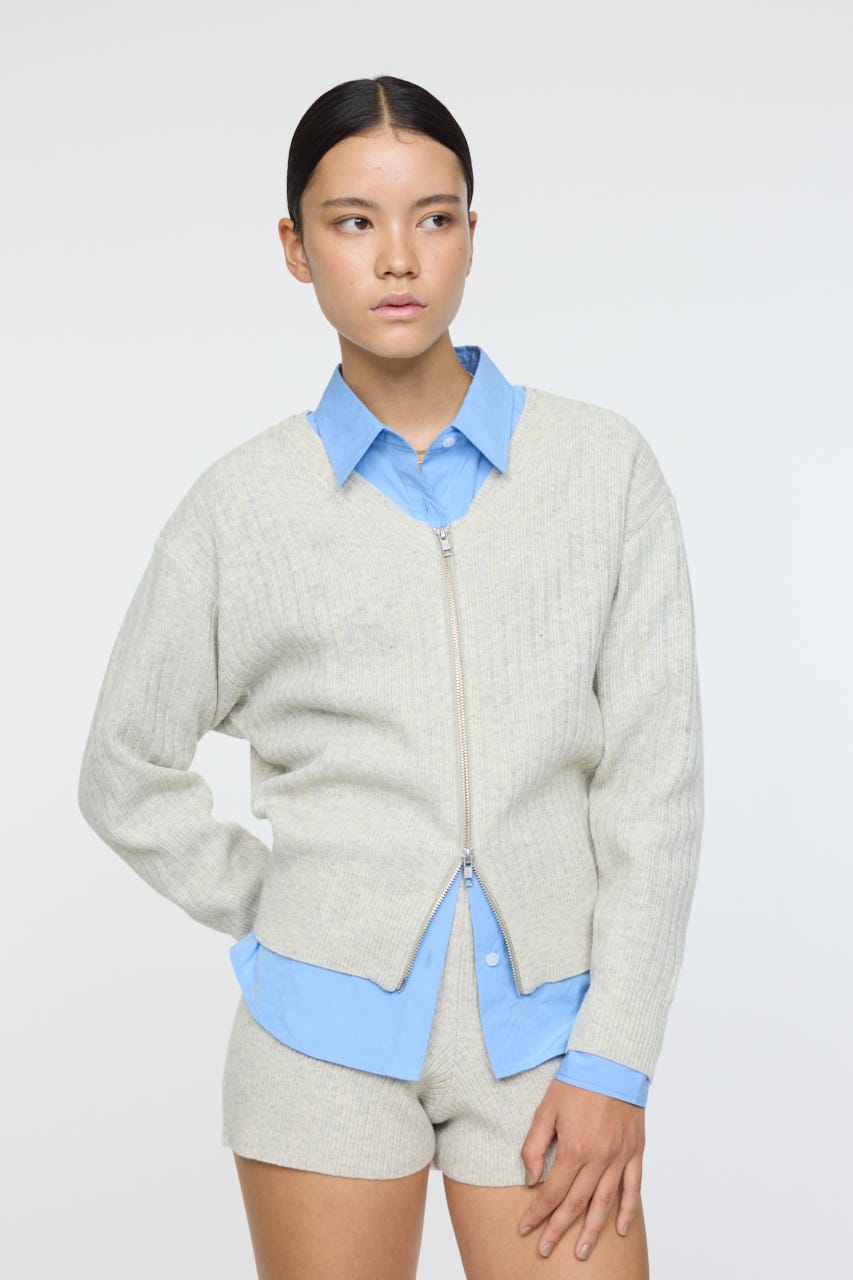 ZIP UP KNIT カーディガン IVOY FREE