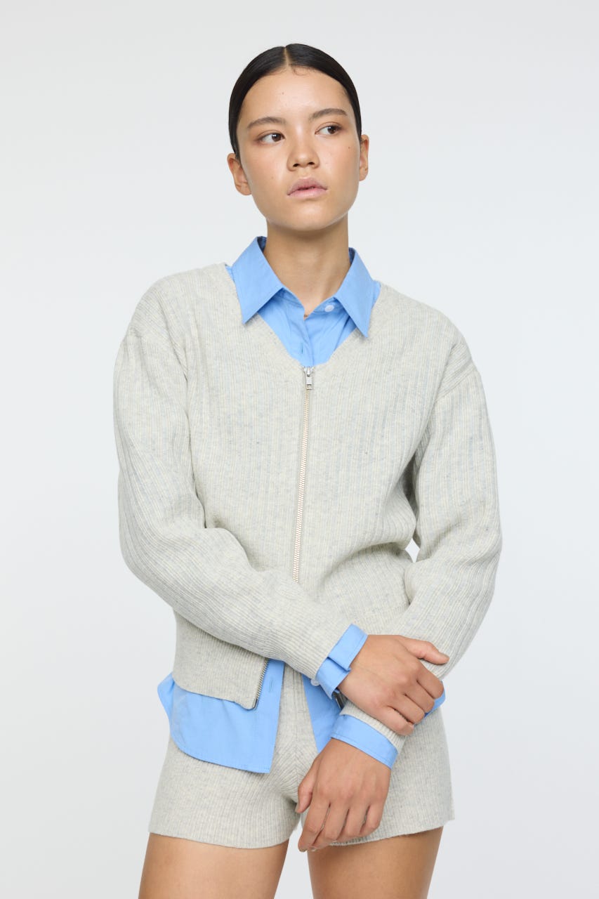 ZIP UP KNIT カーディガン IVOY FREE