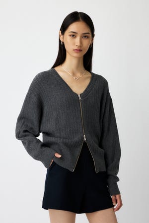 新品　新作　moussy SHEER HOODIE カーディガン　黒　パーカー MOUSSY | FRONT TIE シアーカーディガン (カーディガン ) |SHEL