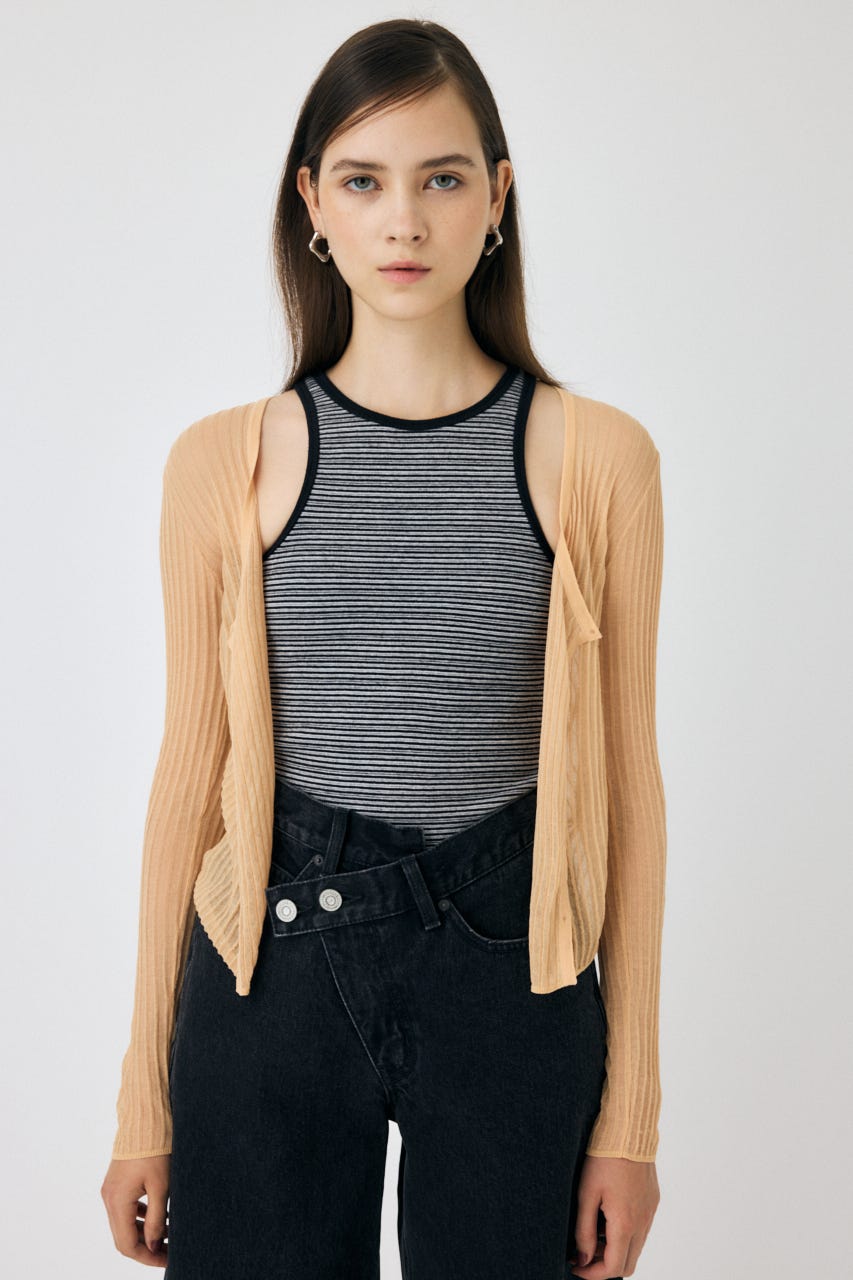 Sheer RIB 2wayカーディガン Sheer RIB 2wayカーディガン
