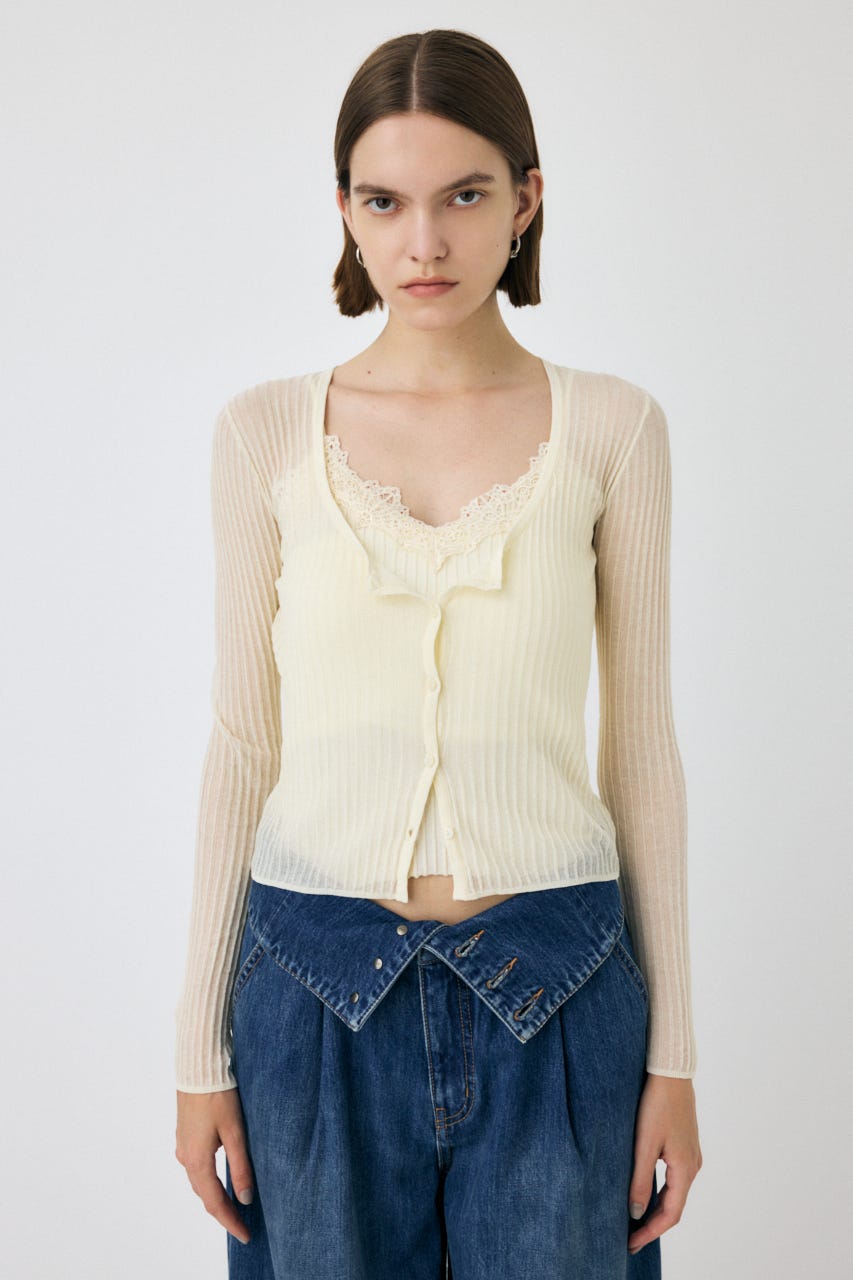 Sheer RIB 2wayカーディガン Sheer RIB 2wayカーディガン