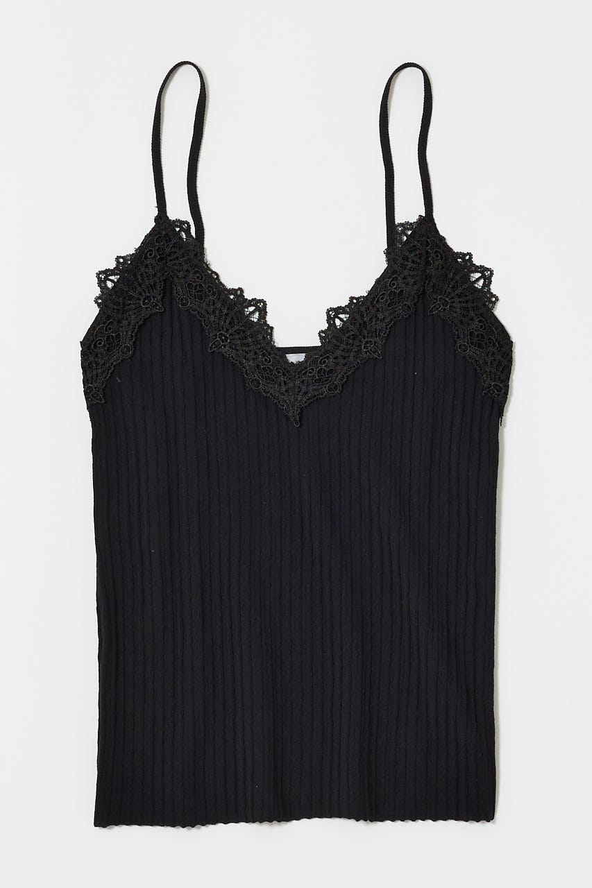 MOUSSY ブラウン ピストルプリント キャミソール MOUSSY | LACE TRIM RIB キャミソール (キャミソール ) |SHEL