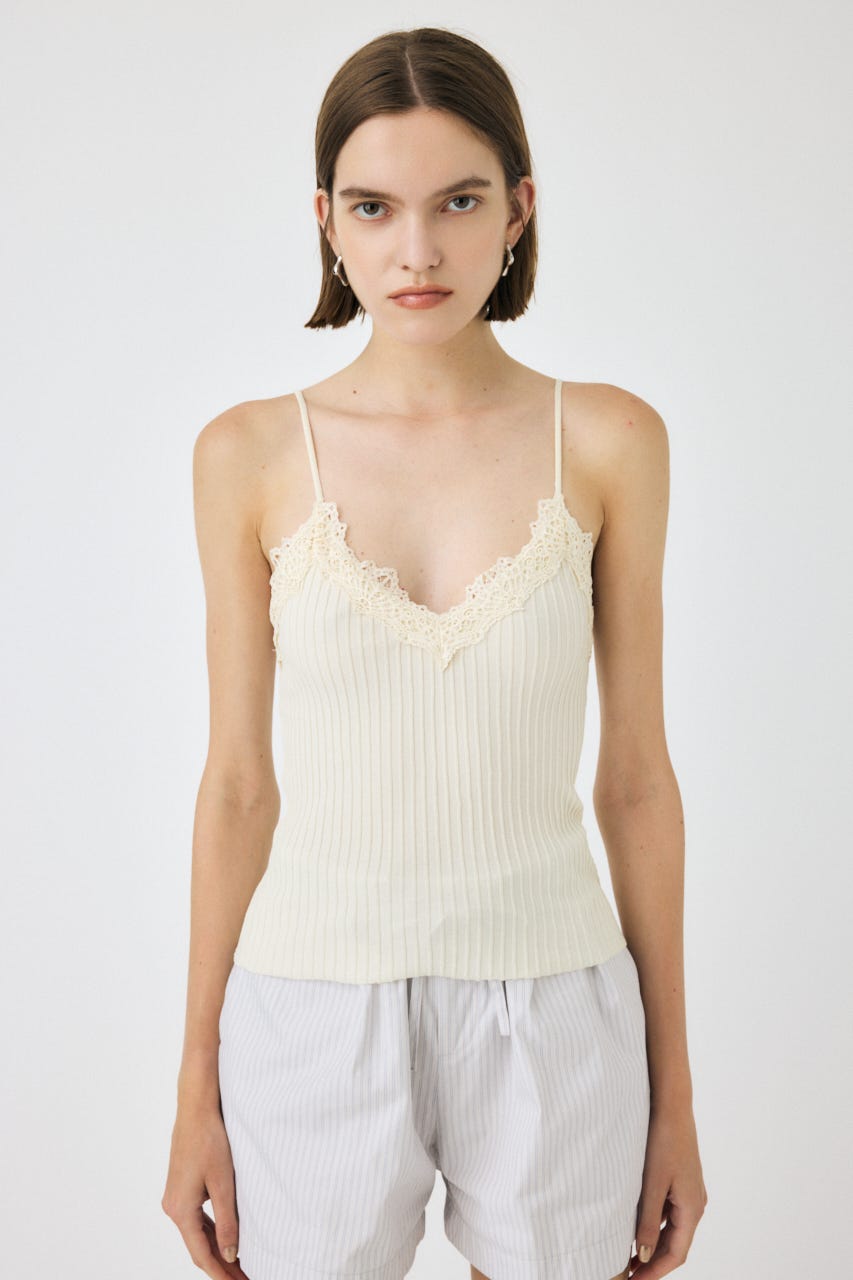 MOUSSY | LACE TRIM RIB キャミソール (キャミソール ) |SHEL