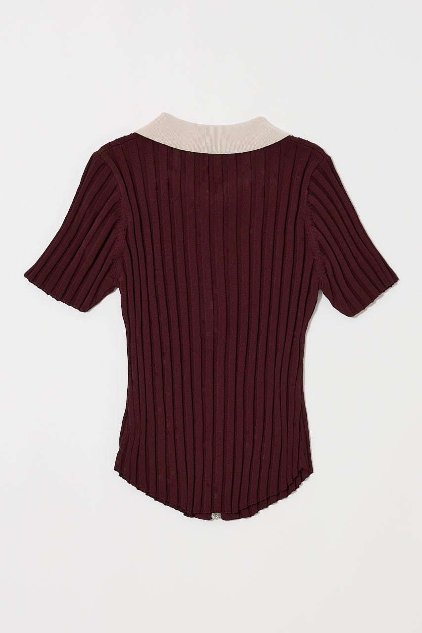 MOUSSY | ZIP UP RIB KNIT H/S シャツ (シャツ・ブラウス