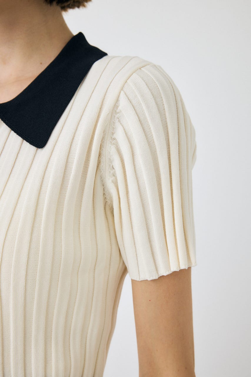 MOUSSY | ZIP UP RIB KNIT H/S シャツ (シャツ・ブラウス