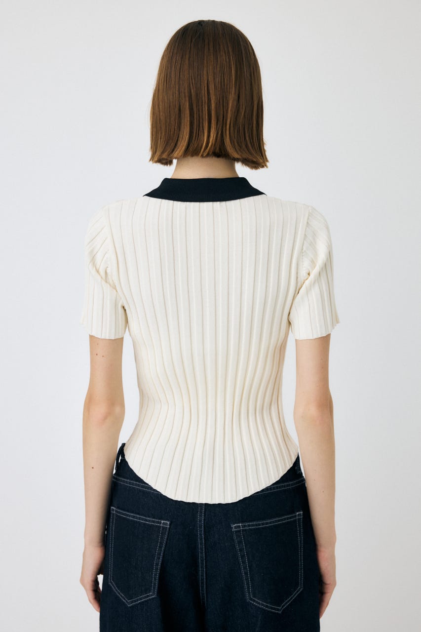 MOUSSY | ZIP UP RIB KNIT H/S シャツ (シャツ・ブラウス