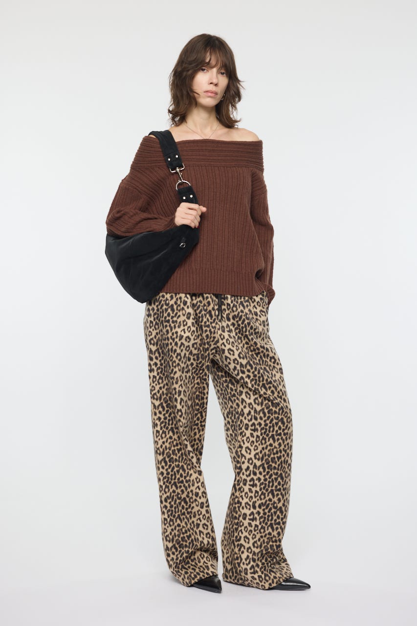 OVER RIB OFF SHOULDER トップス BRN FREE