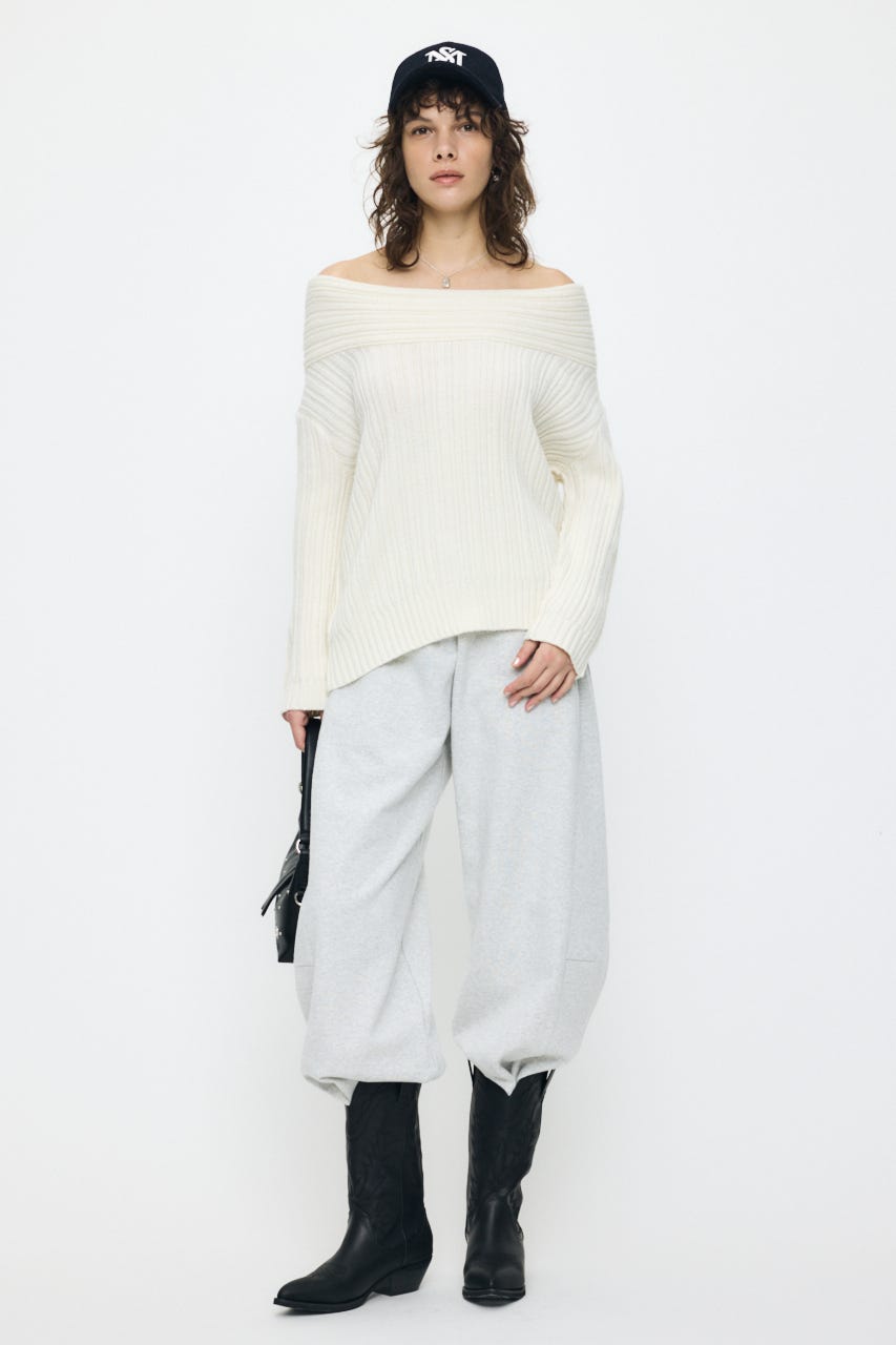 OVER RIB OFF SHOULDER トップス IVOY FREE