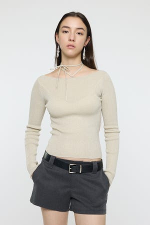 GLITTER TIE KNIT トップス