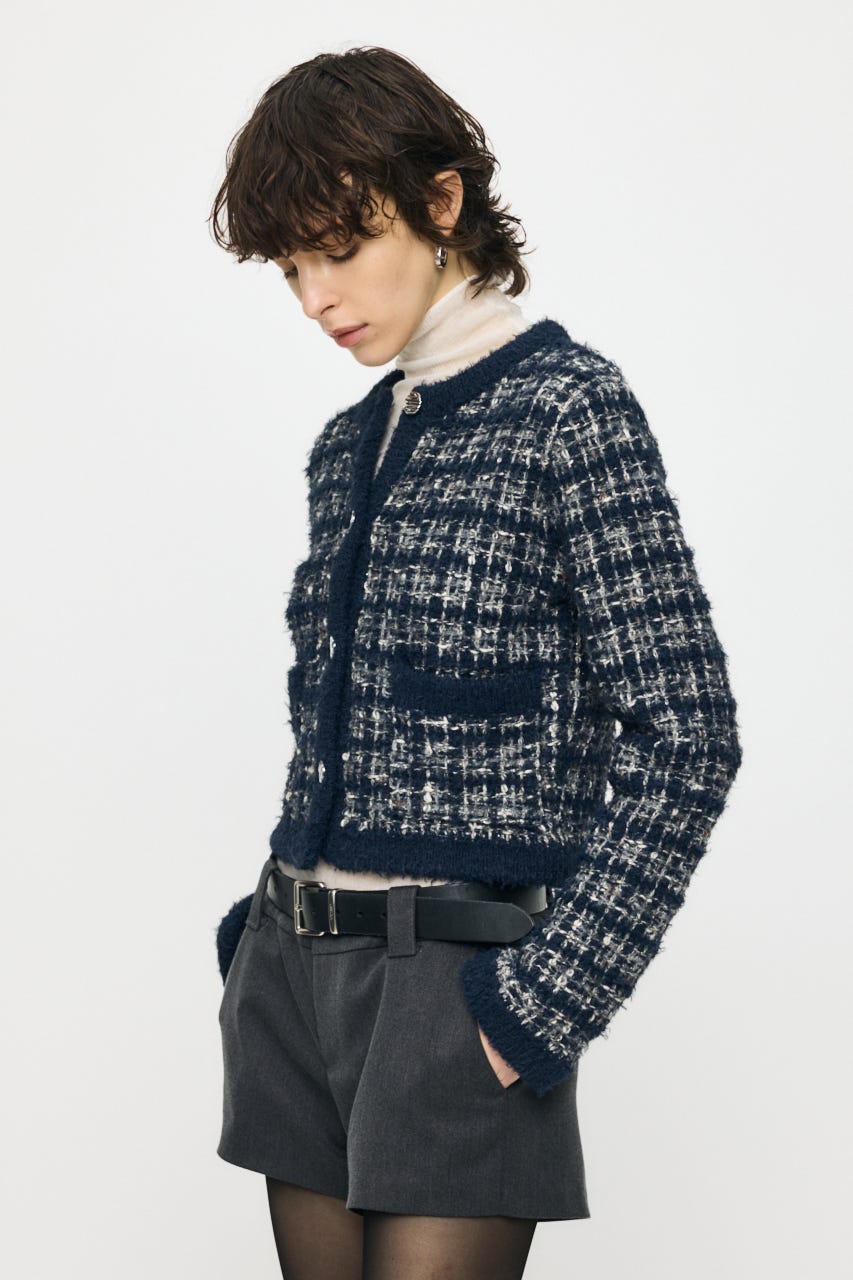 COMPACT KNIT TWEED ジャケット NVY FREE