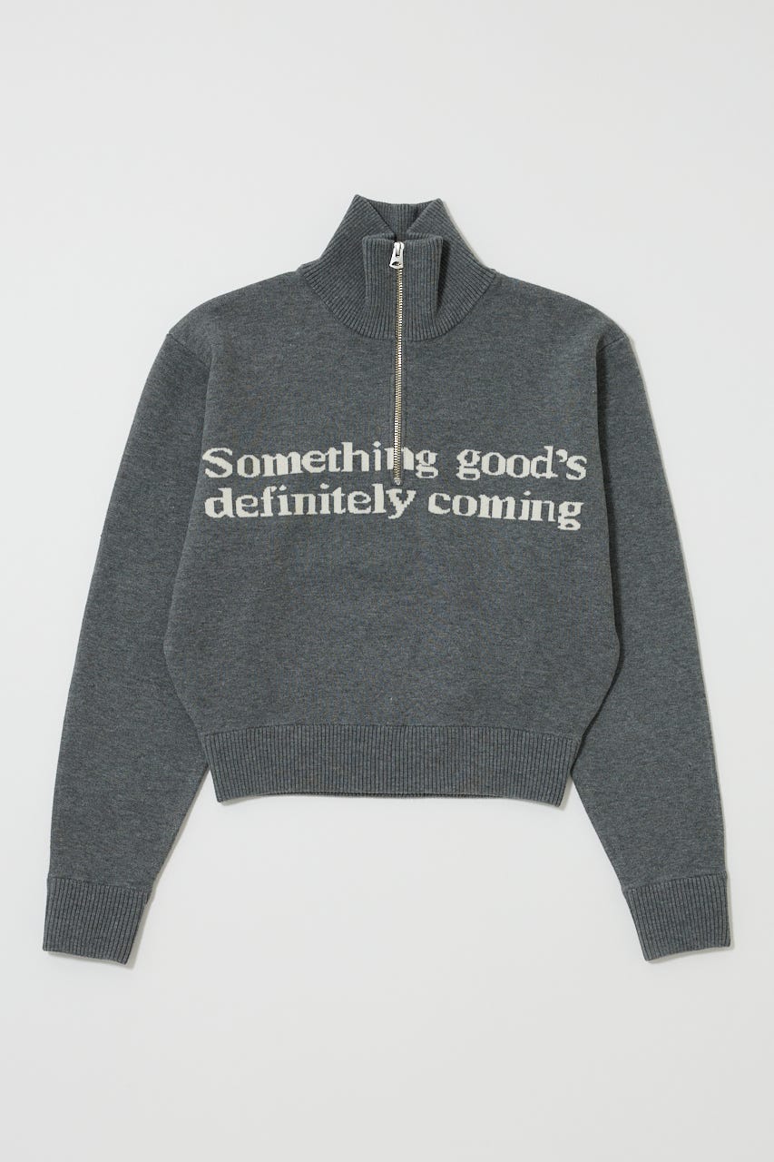 LETTERED HALF ZIPセーター T.GRY FREE