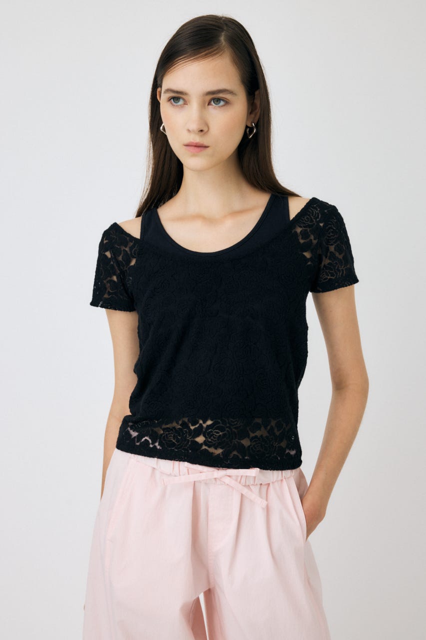 MOUSSY | LAYERED LACE トップス (Tシャツ・カットソー(半袖