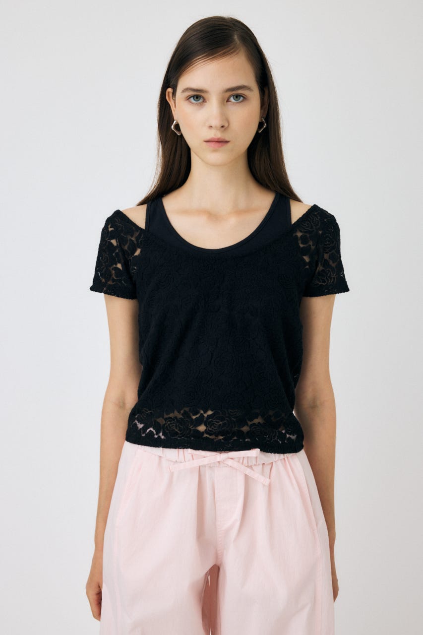 MOUSSY | LAYERED LACE トップス (Tシャツ・カットソー(半袖