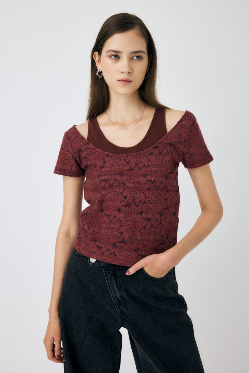 tシャツ LAYERED LACE トップス レディース MOUSSY | LAYERED LACE トップス (Tシャツ・カットソー(半袖