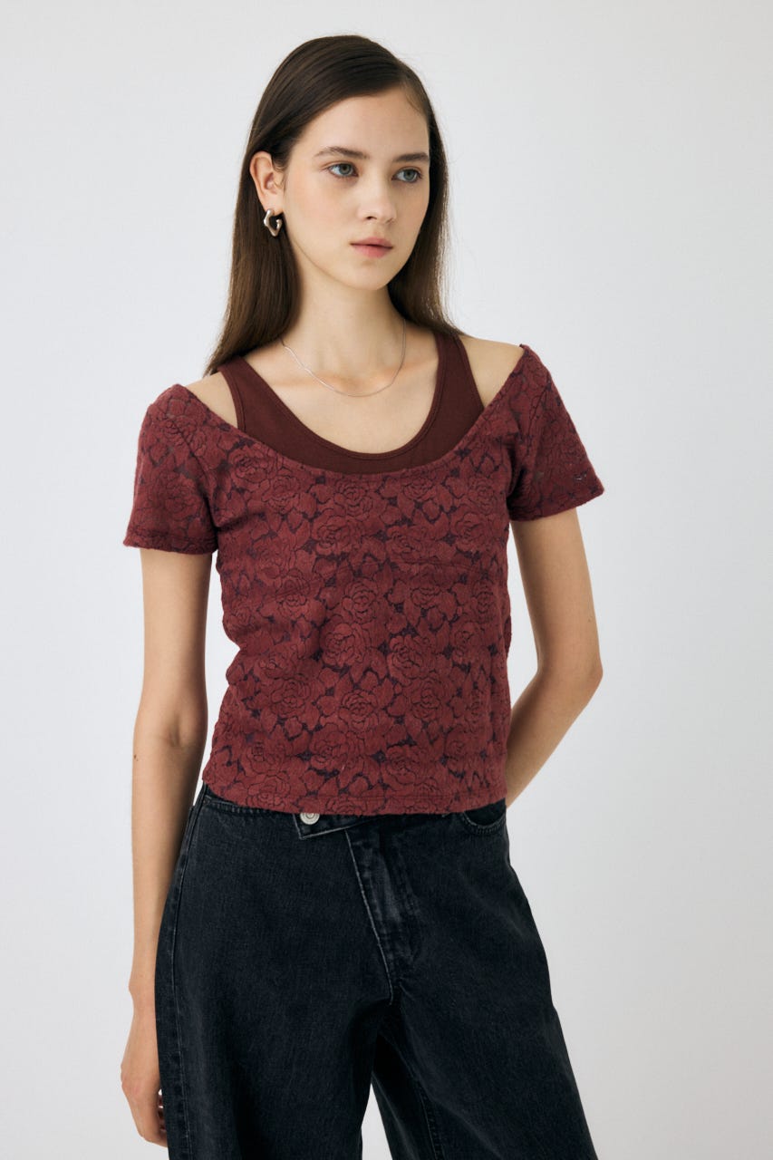 MOUSSY | LAYERED LACE トップス (Tシャツ・カットソー(半袖