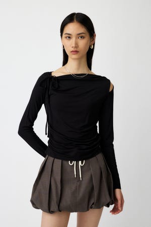 moussy ニット スカート ベージュ 未使用 スリット ミエット miette ボタンデザインニットスカート （ベージュ