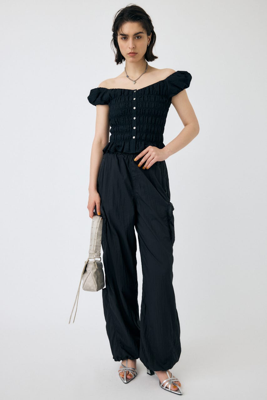 MOUSSY オープンネックギャザーブラウス MOUSSY | OPEN NECK GATHER ブラウス (シャツ・ブラウス ) |SHEL
