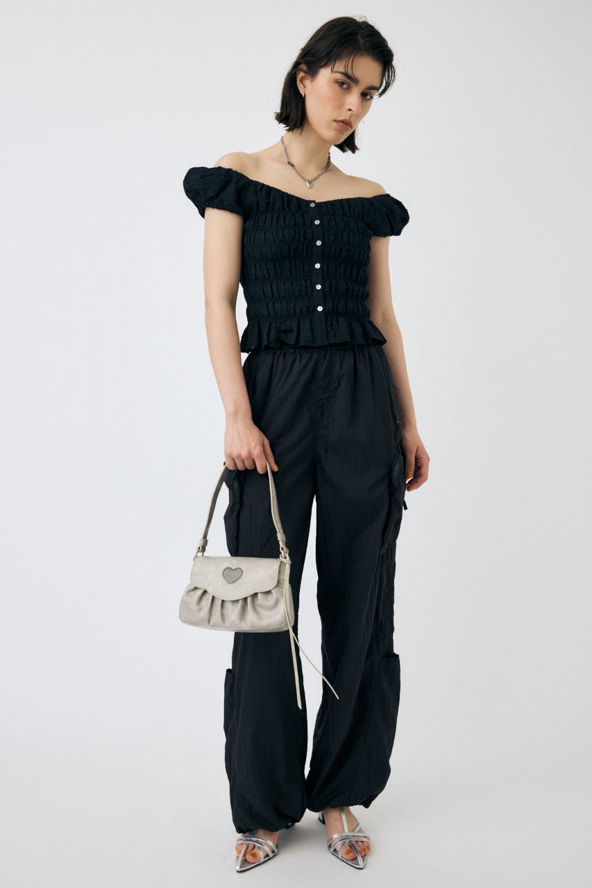 MOUSSY | OPEN NECK GATHER ブラウス (シャツ・ブラウス ) |SHEL