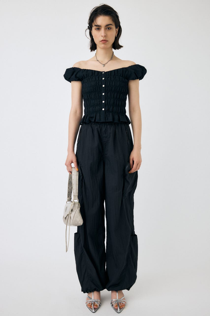 MOUSSY オープンネックギャザーブラウス MOUSSY | OPEN NECK GATHER ブラウス (シャツ・ブラウス ) |SHEL