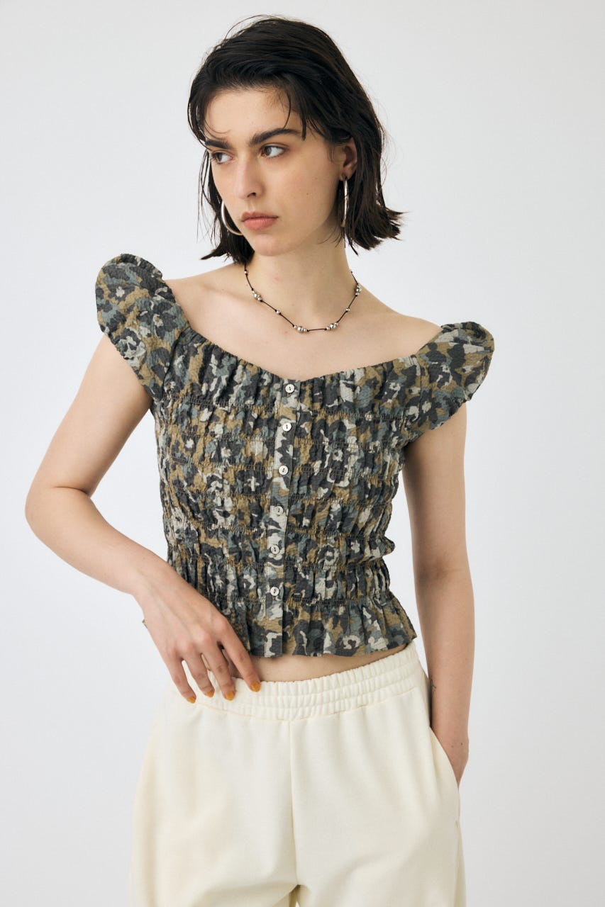 MOUSSY オープンネックギャザーブラウス MOUSSY | OPEN NECK GATHER ブラウス (シャツ・ブラウス ) |SHEL