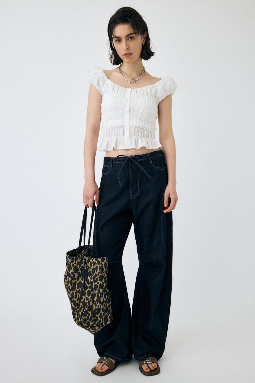 MOUSSY | OPEN NECK GATHER ブラウス (シャツ・ブラウス ) |SHEL