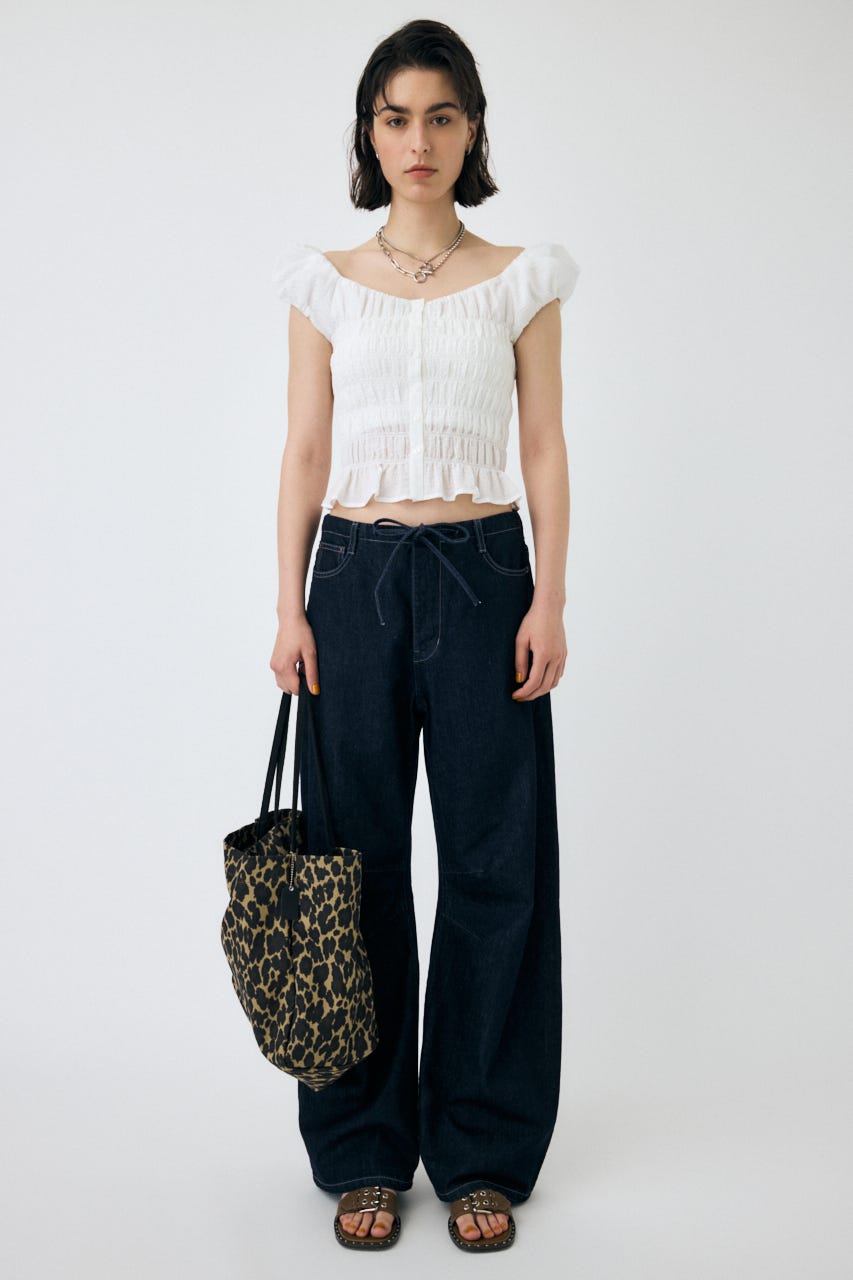 MOUSSY | OPEN NECK GATHER ブラウス (シャツ・ブラウス ) |SHEL