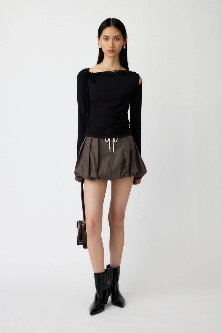 TUCKED BALLOON MINI スカート 柄BRN 2