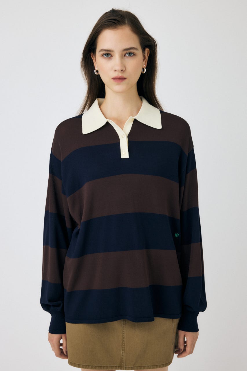 トップス PIN BORDER KNIT POLO WYM LIDNM（ウィム バイ リドム）の「PIN BORDER KNIT POLO