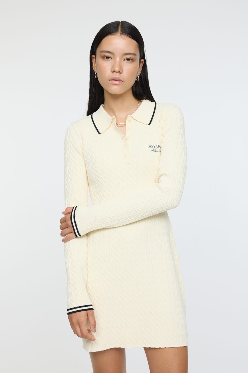 MOUSSY | LOGO CABLE KNIT ミニドレス (ワンピース(ミニ