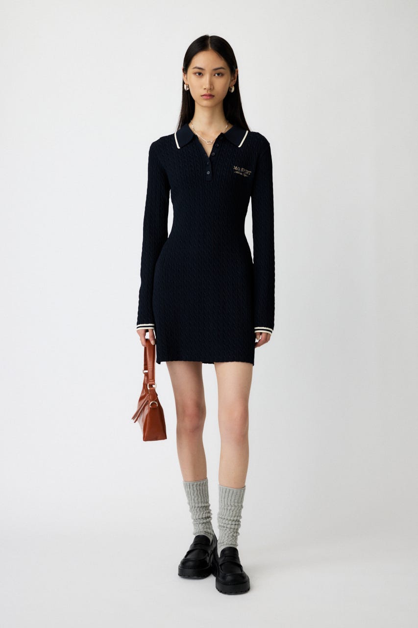 MOUSSY | LOGO CABLE KNIT ミニドレス (ワンピース(ミニ