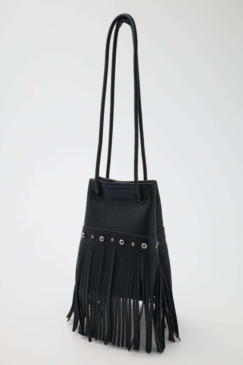 STUDDED FRINGE BAG BLK FREE