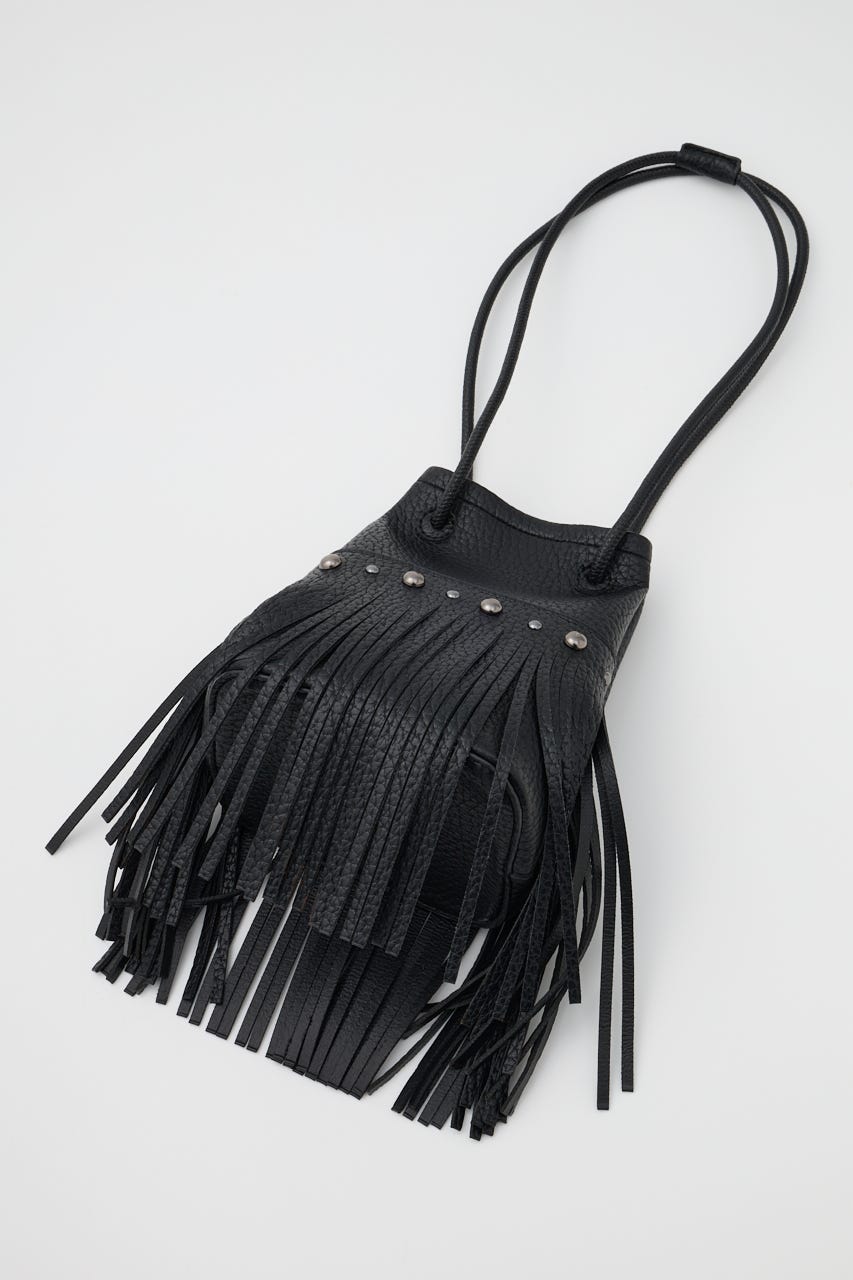 STUDDED FRINGE BAG BLK FREE