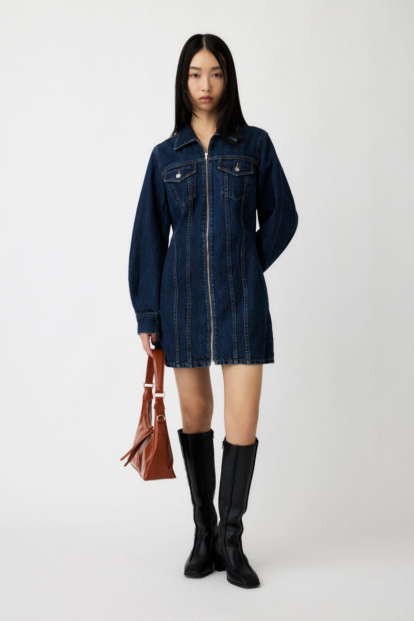 MOUSSY ミニワンピース MOUSSY | LOW WAIST DENIM MINI ドレス (ワンピース(ミニ