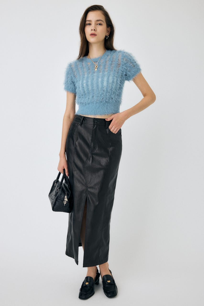 MOUSSY | 【ViVi掲載】FAUX LEATHER ナロースカート (スカート