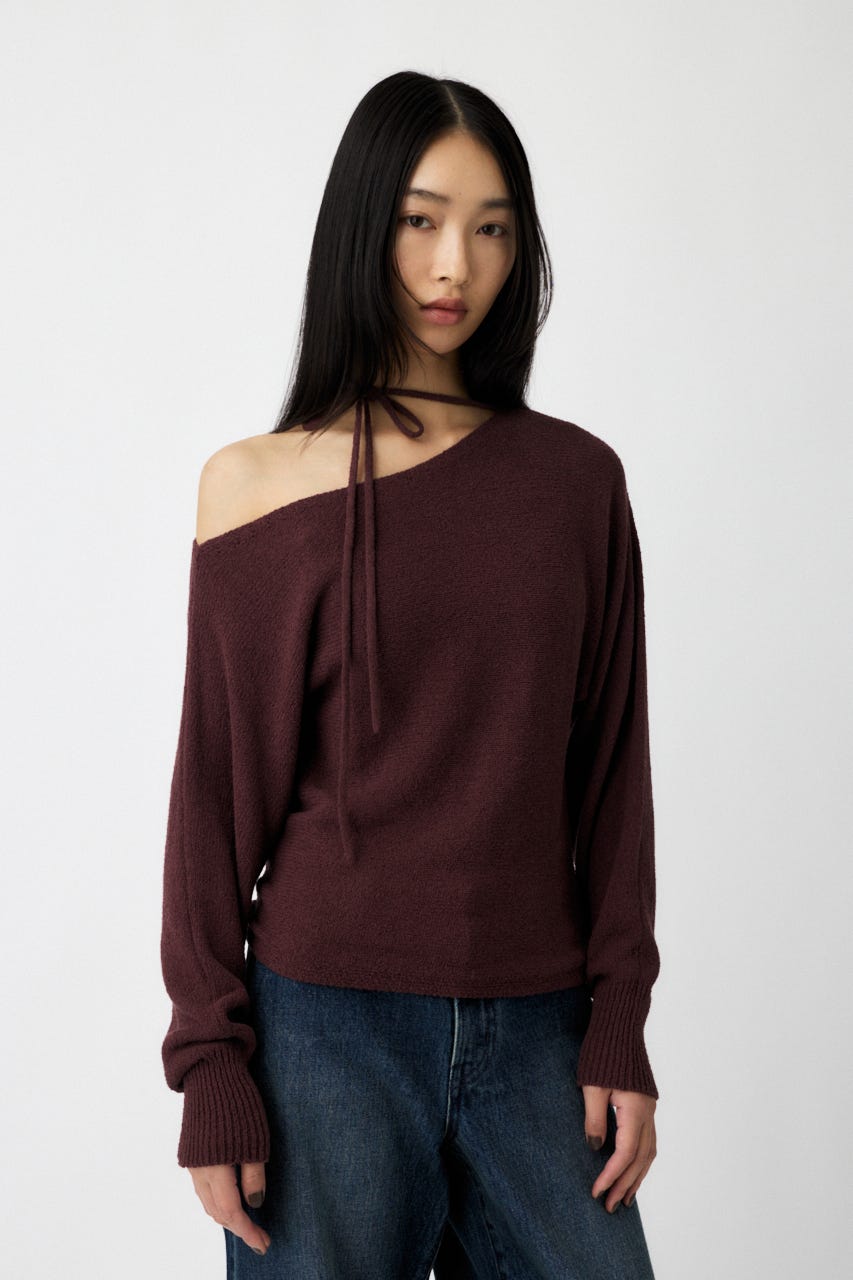 MOUSSY | ONE SHOULDER ニットトップス (ニット ) |SHEL'TTER