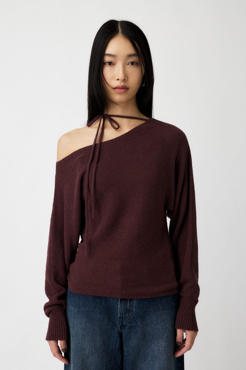 MOUSSY | ONE SHOULDER ニットトップス (ニット ) |SHEL'TTER