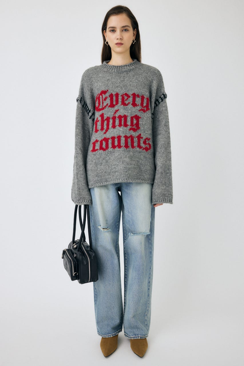 moussy KNITTED WORDS セーター オフホワイト moussy｜KNITTED WORDS セーター | Rakuten Fashion(楽天