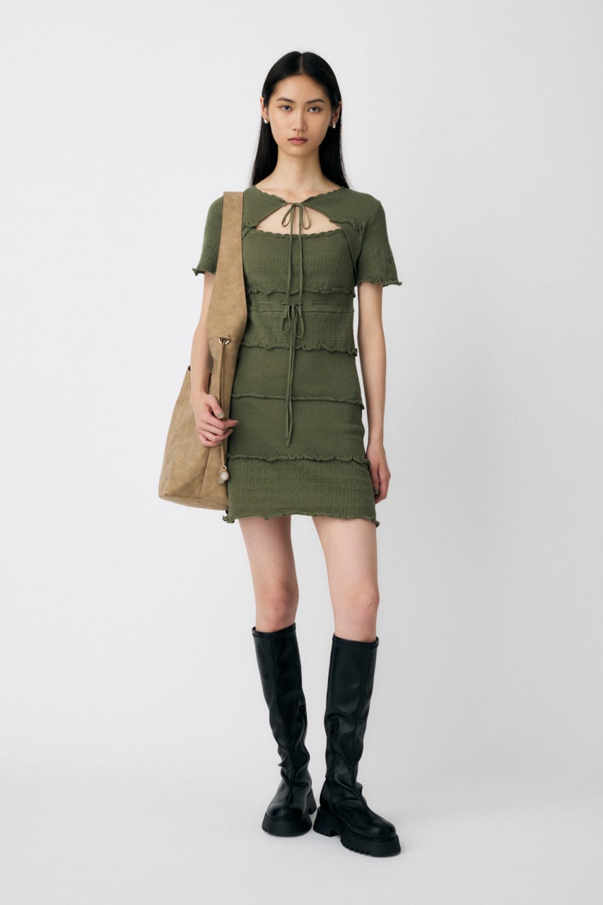MOUSSY BOW DESIGN KNIT ミニワンピース MOUSSY | BOW DESIGN KNIT ミニドレス (ワンピース(ミニ
