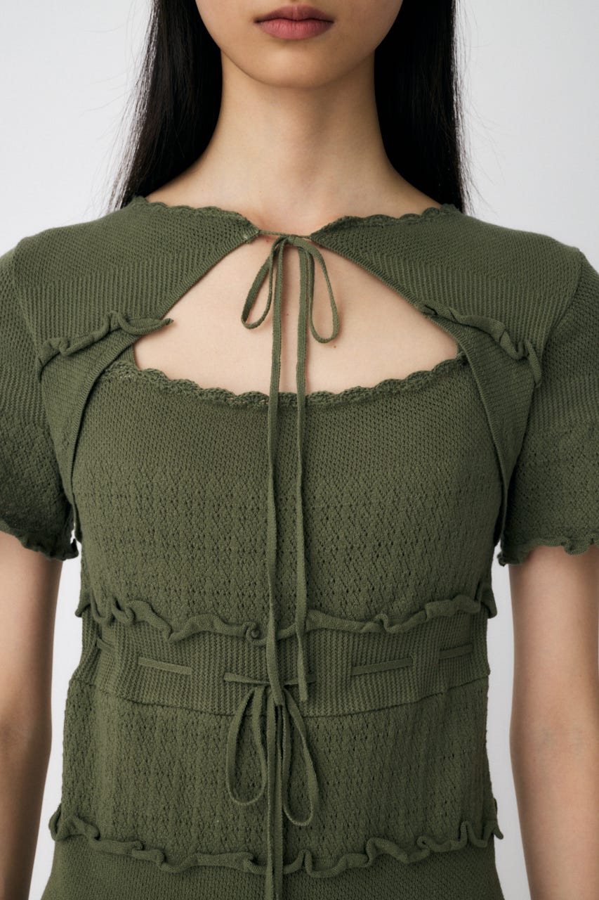 MOUSSY | BOW DESIGN KNIT ミニ ドレス (ワンピース(ミニ
