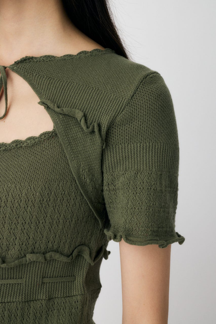 MOUSSY BOW DESIGN KNIT ミニワンピース MOUSSY | BOW DESIGN KNIT ミニ ドレス (ワンピース(ミニ