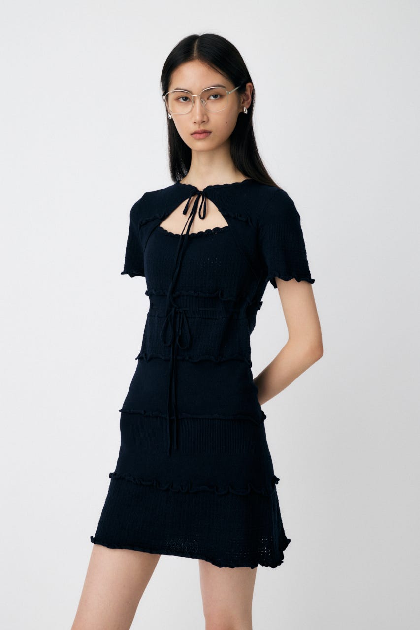 MOUSSY BOW DESIGN KNIT ミニワンピース MOUSSY | BOW DESIGN KNIT ミニ ドレス (ワンピース(ミニ