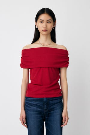 【MARINE SERRE】ボディシェルター オフショルダー トップ Marine Serre Body Shelter オフショルダートップ | ブラック