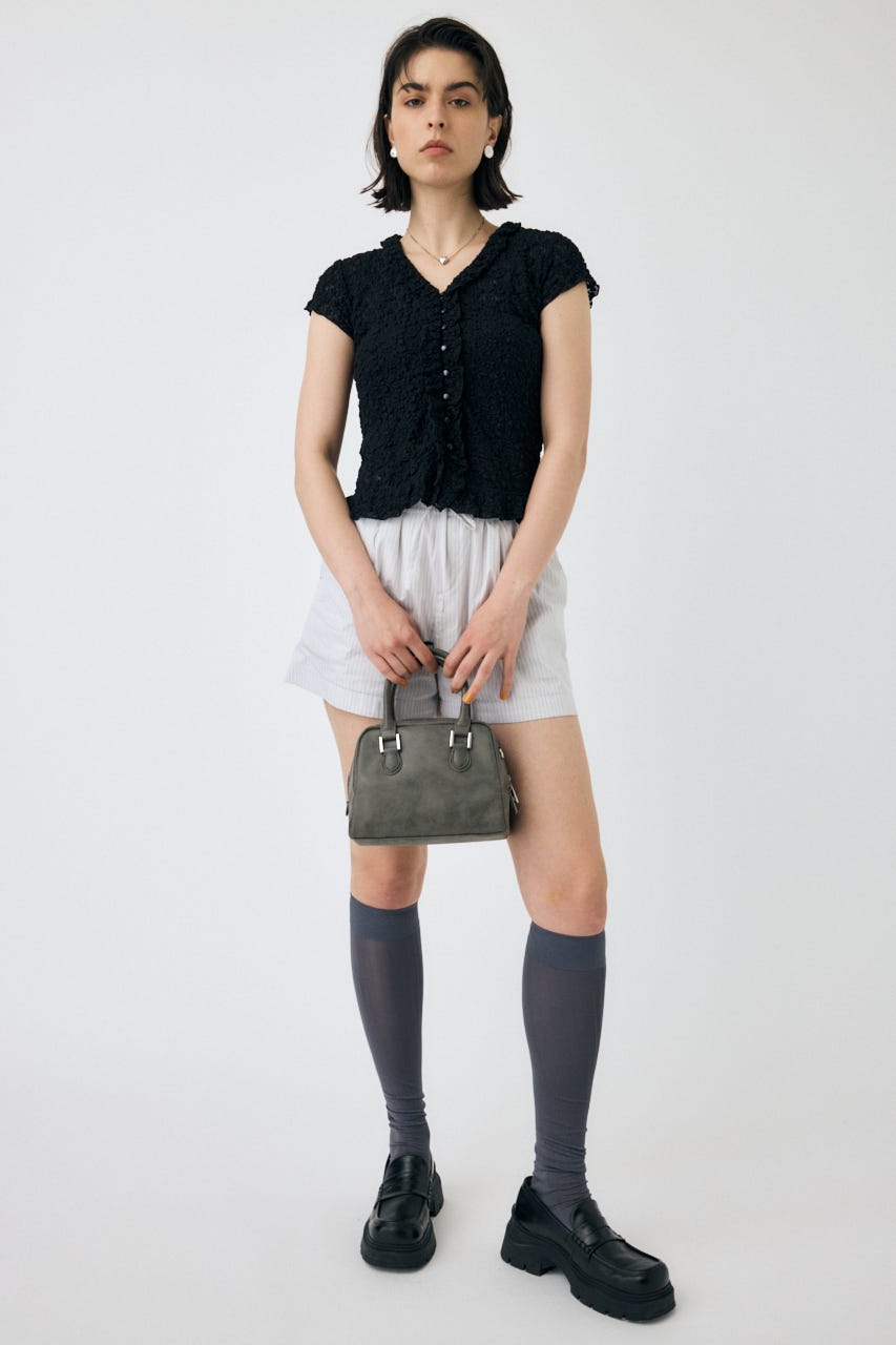 【極美品】MOUSSY RUFFLE LACE ノースリーブトップス ブラック MOUSSY | RUFFLE LACE ノースリーブトップス (Tシャツ