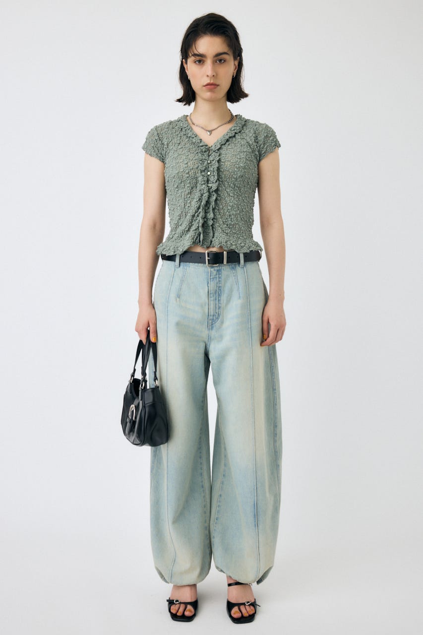 【極美品】MOUSSY RUFFLE LACE ノースリーブトップス ブラック MOUSSY | RUFFLE LACE ノースリーブトップス (Tシャツ